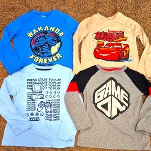 Lot of 4 Disney & Gaming Kids Long Sleeve Shirts - Size 6/7